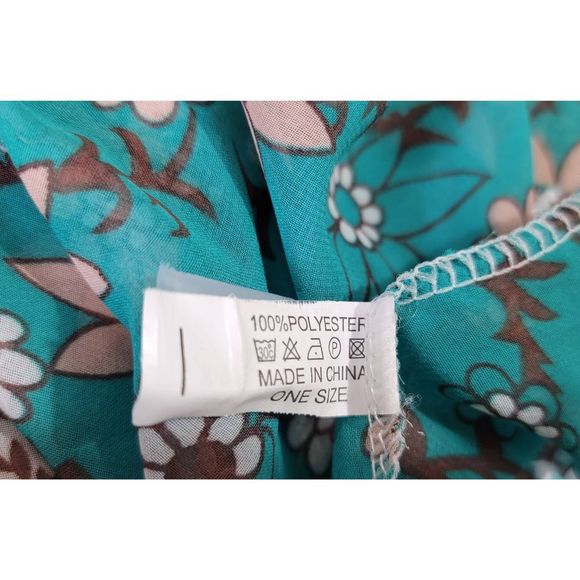 Boho Kimono Tops Women's One Size Green Pink Sheer Paradise Vibrant Colors - Picture 6 of 9